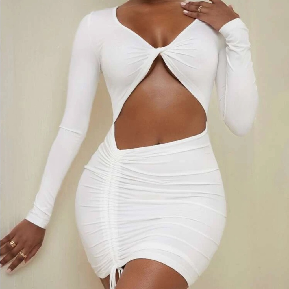 White Ruched Dress